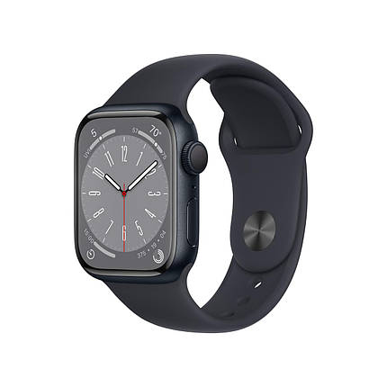 Смарт-годинник Apple Watch Series 8 GPS 41mm Midnight Aluminum Case w. Midnight Sport Band (MNU73LL/A), фото 1