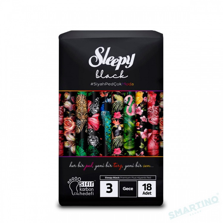 Прокладки гігієнічні ультратонкі Sleepy Black Night-3 №18 (320 mm)