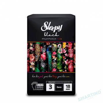 Прокладки гігієнічні ультратонкі Sleepy Black Night-3 №18 (320 mm)