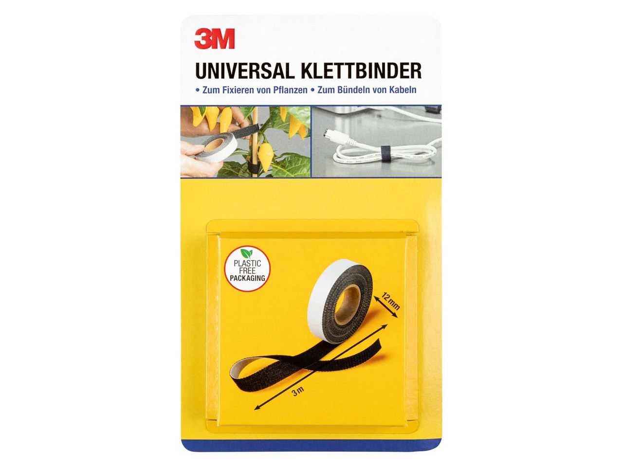 Універсальна стрічка липучка 3M 3 м х 12 мм самозастібна, фото 1