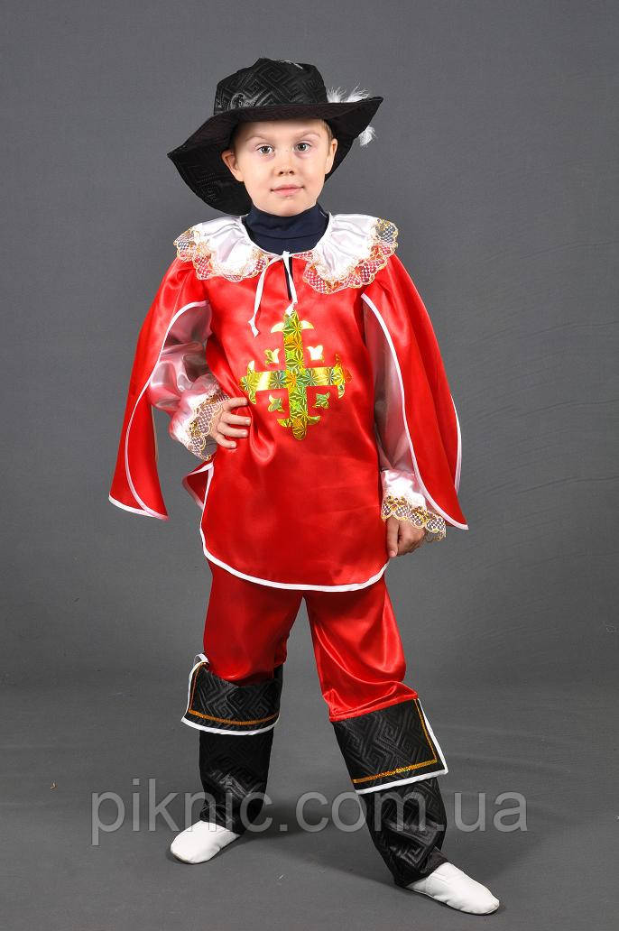 Дитячий карнавальний костюм Мушкетер Червоний для хлопчика 5,6,7,8,9 років