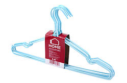 Набір вішалок (тремпель, плечики) для одягу металеві в силіконовому покритті 39,5х19х0,03 см., 8 шт., колір блакитний