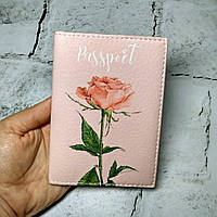 Обкладинка для паспорта екошкіра Троянда Рожева Passporty 9,5х13,5 см (291)