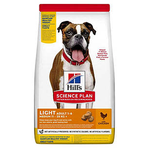 Сухий корм для собак HILL'S SCIENCE PLAN Adult Light Medium для середніх порід з куркою 14 кг, фото 1