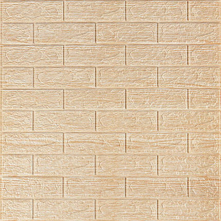 Декоративні 3д панелі для стін що миються цегла бежева смужка 700х770х5мм Самоклеючі 3 D панелі, фото 1