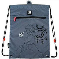 Сумка для взуття Kite 601M Naruto для хлопчика, з кишенею, сіра 46*33см