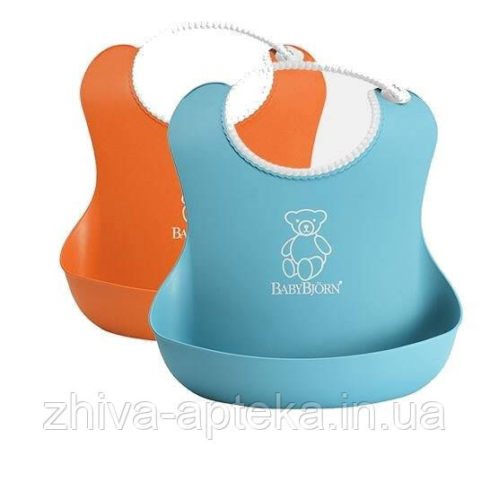 М'який нагрудник набір з 2-х шт.(Soft Bib, 2-pack Orange/Turquoise) помаранчевий і бірюзовий