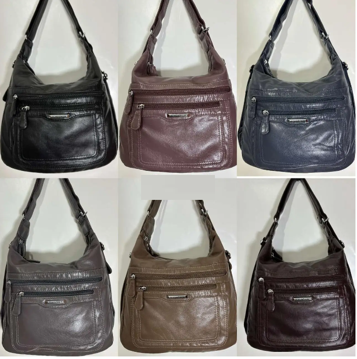 Сумка жіноча варенка на блискавці з кишенями зі штучної шкіри в різних варіантах Liza, фото 1