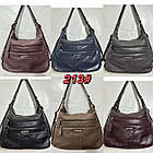 Сумка жіноча варенка на блискавці з кишенями зі штучної шкіри в різних варіантах Liza, фото 2