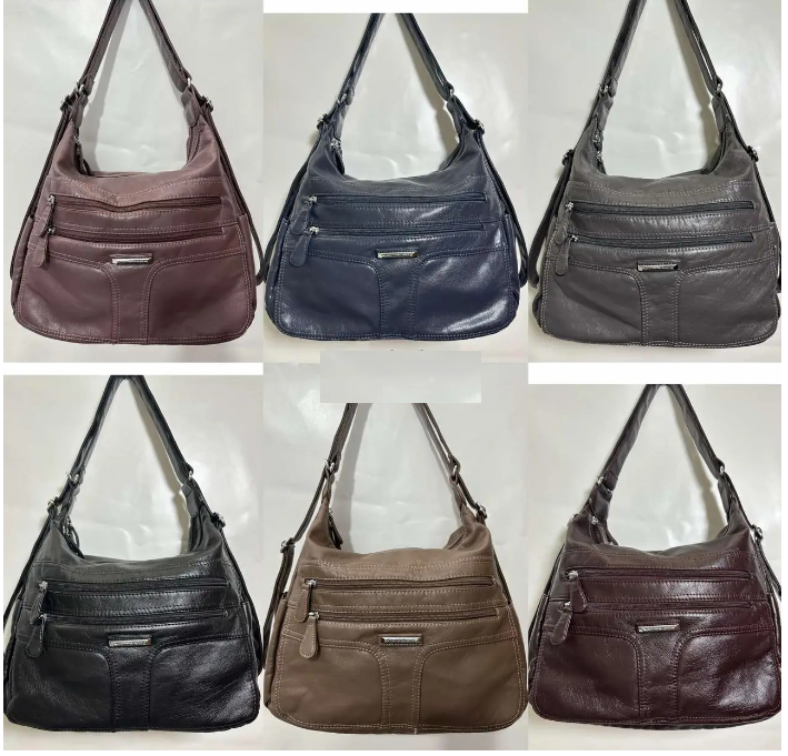 Сумка жіноча варенка на блискавці з кишенями зі штучної шкіри в різних варіантах Liza, фото 1