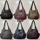 Сумочка жіноча варенка два відділення на плече з кишенями зі штучної шкіри в різних варіантах Liza, фото 4