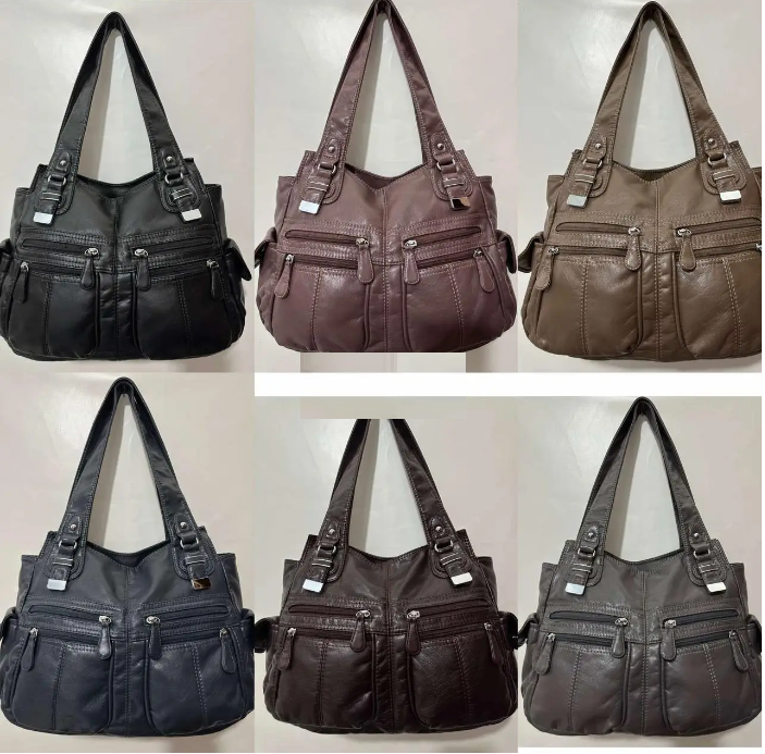 Сумка жіноча варенка на плече з кишенями зі штучної шкіри в різних варіантах Liza, фото 1