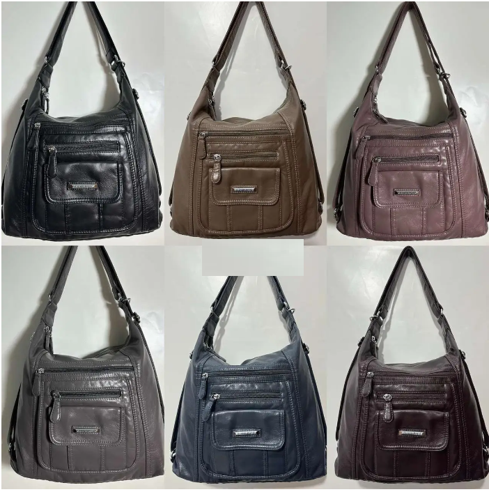 Сумка жіноча варенка на плече з кишенями зі штучної шкіри в різних варіантах Liza, фото 1