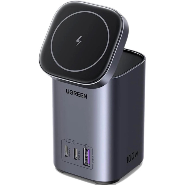 Мережевий зарядний пристрій Ugreen CD342 100W 2-in-1 GaN Charging Station EU Space Gray (15076)