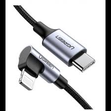 Кабель UGREEN  Type C Male to Lightning Male Angled  Case with Braid 1.5m Gray Black (60764)