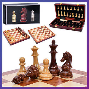 Настільна гра шахи та шашки 2в1 дерев'яні TD202363