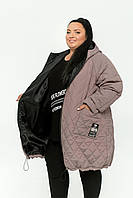 Жіноча демісезонна стьобана куртка на блискавці батал: 52-54, 56-58, 60-62, 64-66, 68-70 - чорний, беж, пляшка