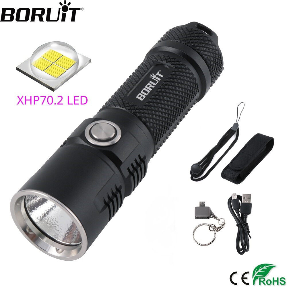 Ліхтар Boruit BC10 + Акумулятор 26650 (3600LM, 4000mAh, Cree XHP70.2 LED, IPX8, PowerBank)