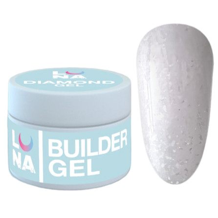 Гель для нарощування нігтів Luna Diamond Gel No01, 15 мл (молочний з блискітками)