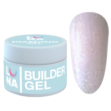 Гель для нарощування нігтів Luna Diamond Gel No02, 15 мл (ніжно-рожевий з блискітками)