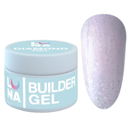 Гель для нарощування нігтів Luna Diamond Gel No03, 15 мл (ніжно-ліловий з блискітками)