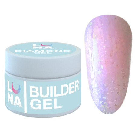 Гель для нарощування нігтів Luna Diamond Gel No04, 15 мл (рожевий з блискітками)