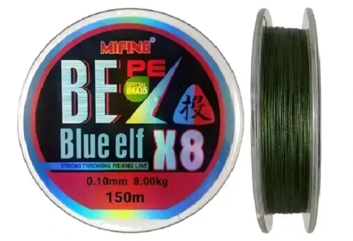 Шнур восьмижильний Mifine Blue Elf PE 8X 150м 0.10мм/8кг (темно-зелений)