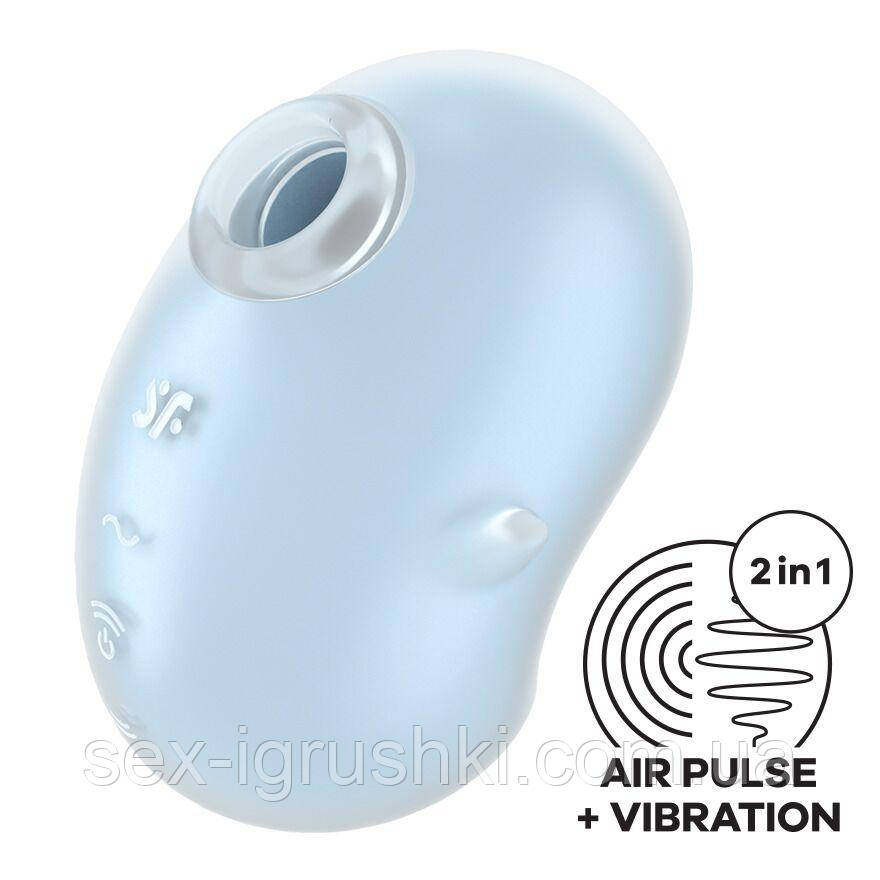 Вакуумний кліторальний стимулятор із вібрацією Satisfyer Cutie Ghost Blue