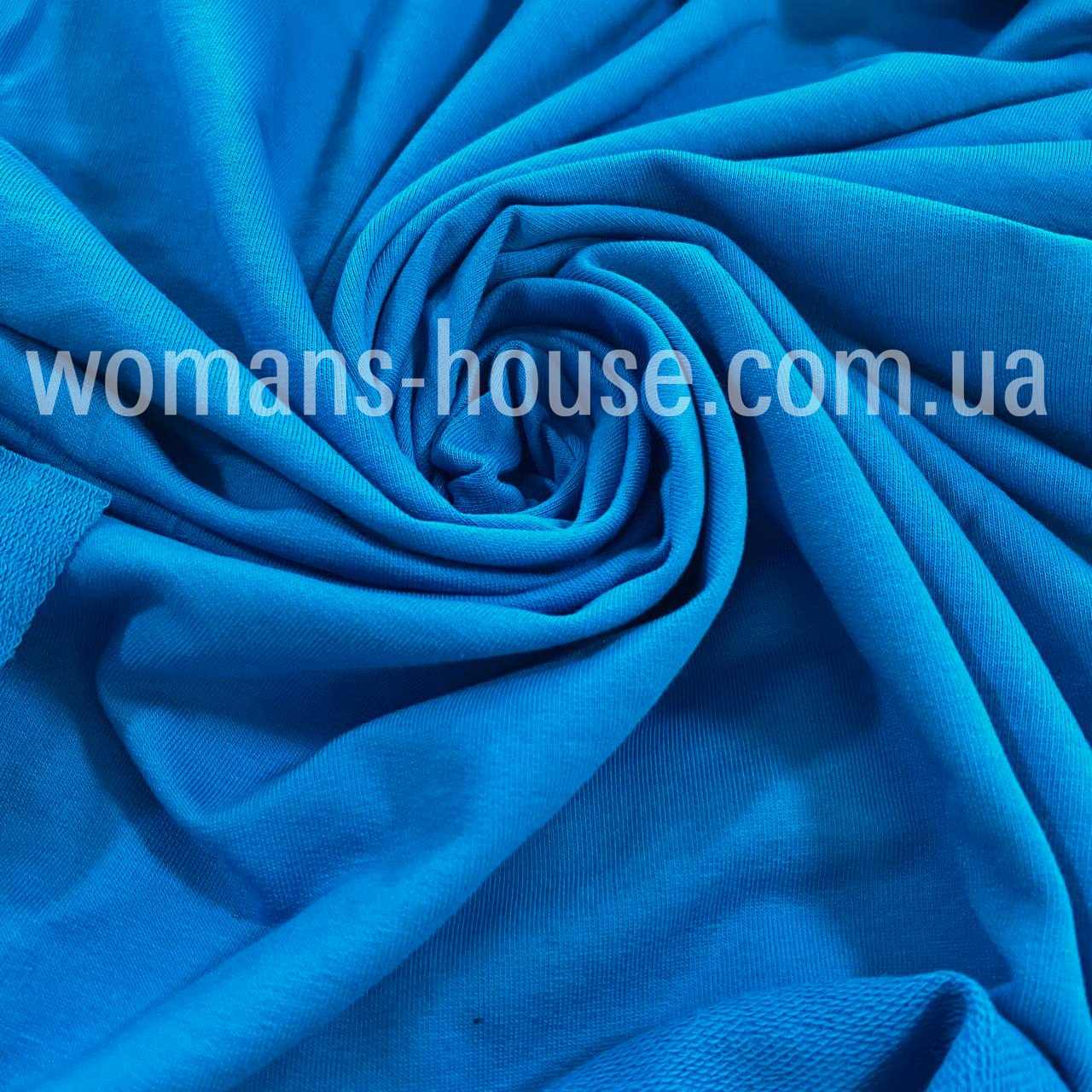 Двонитка трикотаж петля бавовняна 180 см Туреччина Блакитна бірюза, фото 1