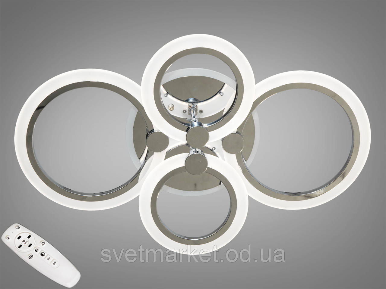 Хромована світлодіодна стельова люстра A8022/4HR LED 3color dimmer, фото 1