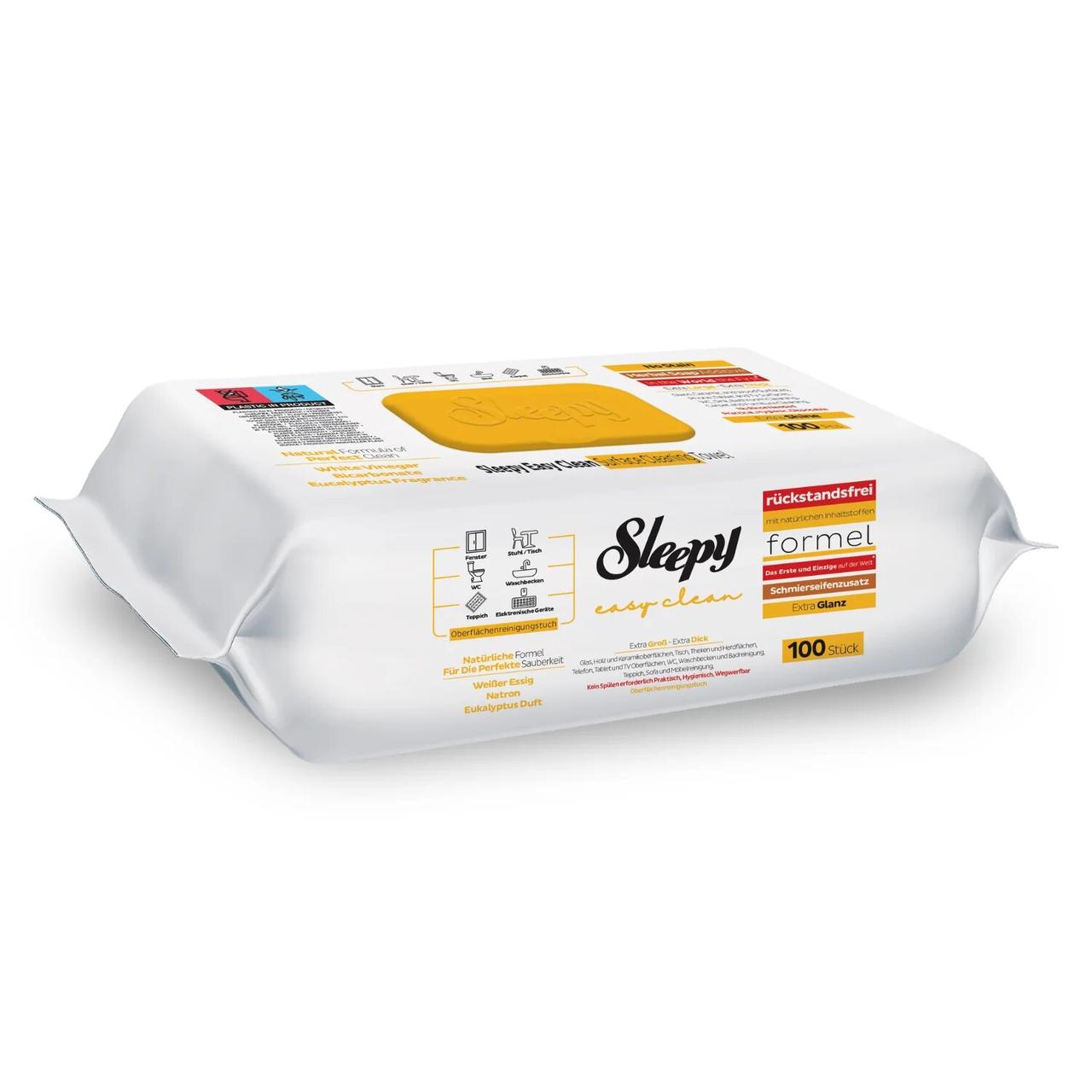 Вологі серветки-рушники для прибирання Sleepy Easy Clean Yellow 100 шт