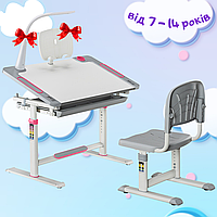 Комплект Зростаюча Парта + Стілець для Школяра 7 - 14 років Рожевий Cubby Lupin Pink Шкільна стіл-парта трансформер та стілець