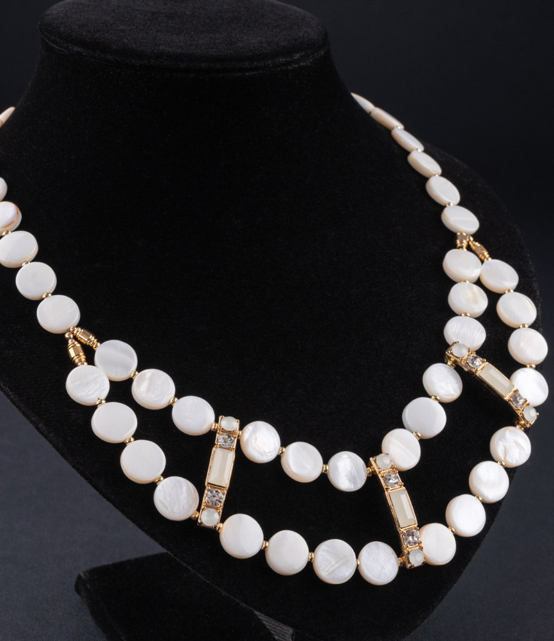 Комплект кольє та браслет з натурального перламутру., фото 1