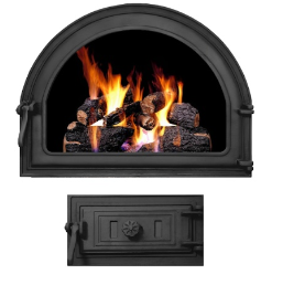 Чавунні дверцята для печі, каміна роздільні зі склом Iron Fire VIOLA 585x440 + піддувало