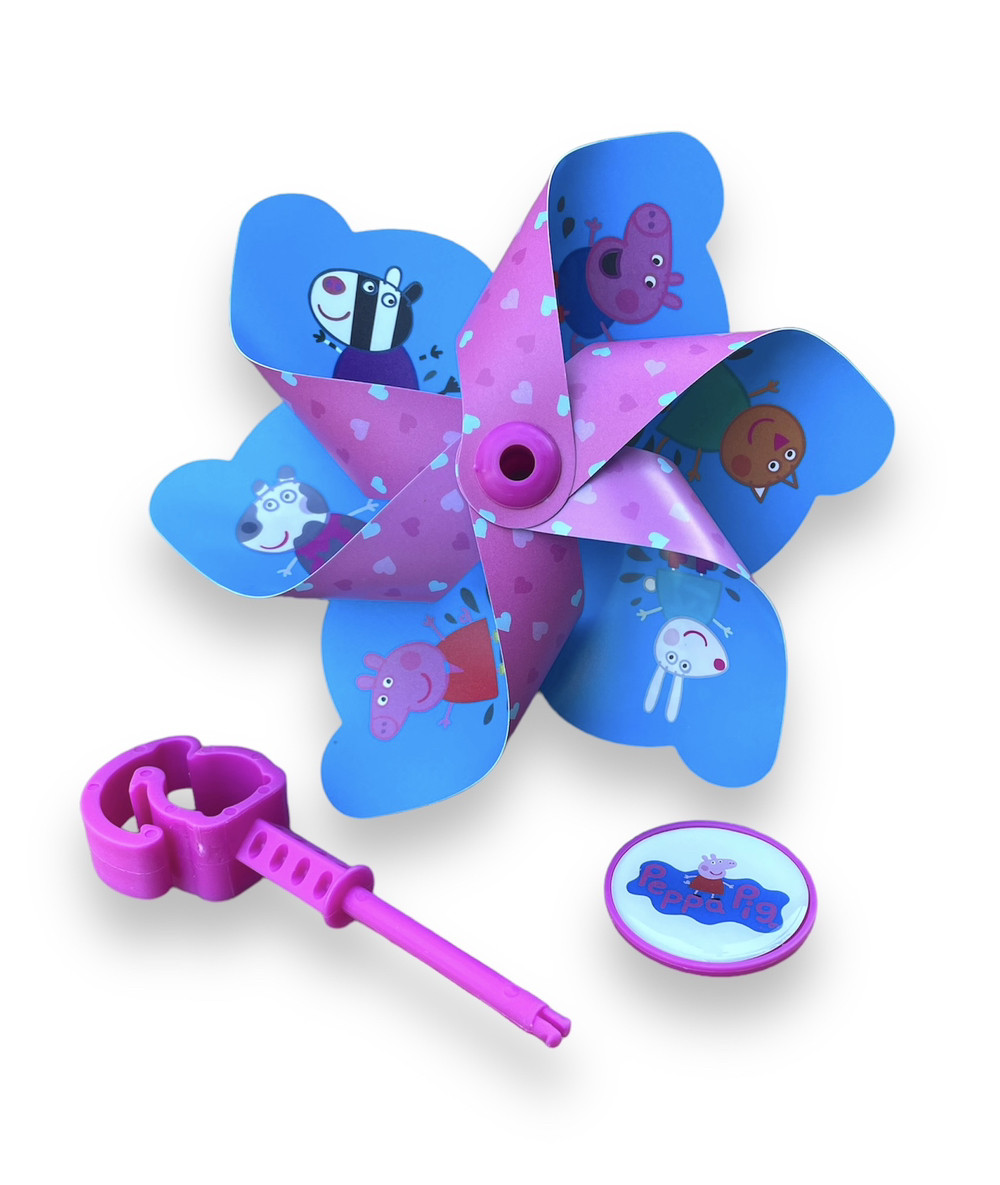 Вітряк дитячий на кермо велосипеда самоката велобіга з свинкою Пепою, фото 1