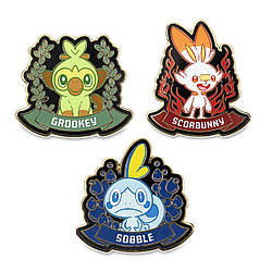 Pokemon набір значків Grookey Scorbunny & Sobble Galar First Partner Покемон 3 шт 710-05082