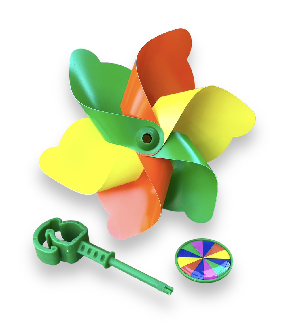 Вітряк дитячий на кермо велосипеда самоката велобіга різнобарвний, фото 1