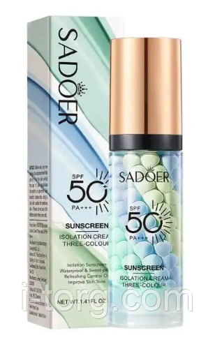 База під макіяж SADOER триколірна з мультиефектом SPF50+, 40г.