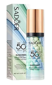 База під макіяж SADOER триколірна з мультиефектом SPF50+, 40г.