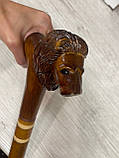 Тростина для ходьби різьблена лев ручної роботи, фото 5