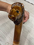 Тростина для ходьби різьблена лев ручної роботи, фото 6