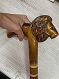 Тростина для ходьби різьблена лев ручної роботи, фото 7