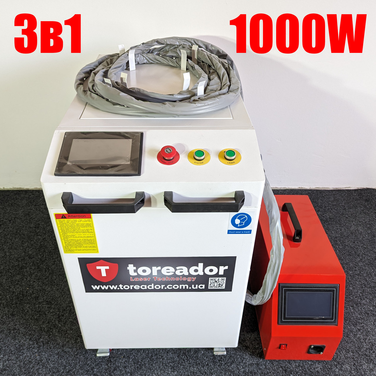 3 в 1 – 1000 Вт Оптоволоконний ручний лазерний зварювальний апарат LWM-1000R (Raycus 1 кВт), фото 1