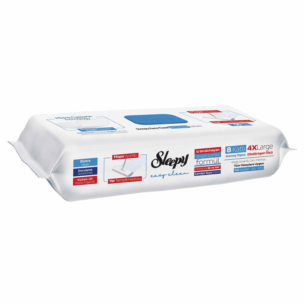 Вологі рушники для миття підлоги Sleepy Easy Clean Bleach, 50 штук / Серветки для прибирання та миття підлоги