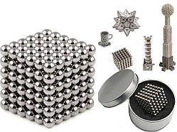 Конструктор із магнітних кульок, Неокуб Сріблястий 216 шт.*5мм, іграшка магнітні кульки (ST)