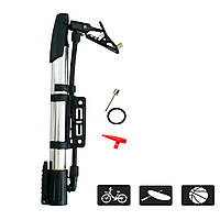 Велонасос — насос для м'яча "JC314" Сріблястий, ручний насос велосипедний, для матраца (маленький насос) (ST)