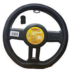 Авто чохол на кермо 37-39 см чорний один шов кожа