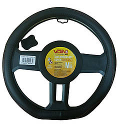 Авто чохол керма 37-39 см чорний один шов кожа