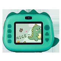 Дитячий фотоапарат M05 Green dinosaur цифровий з миттєвим друком і флешкою Зелений, фото 5
