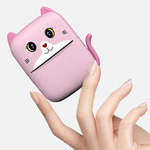 Дитячий термопринтер A8 Cat printer pink портативний мобільний з Bluetooth Рожевий, фото 5